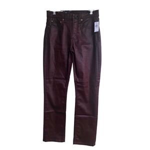 NWT Gap Vintage Slim Mid Rise Woman's Faux Leather Look Burgundy Pants Sz 2x26 R